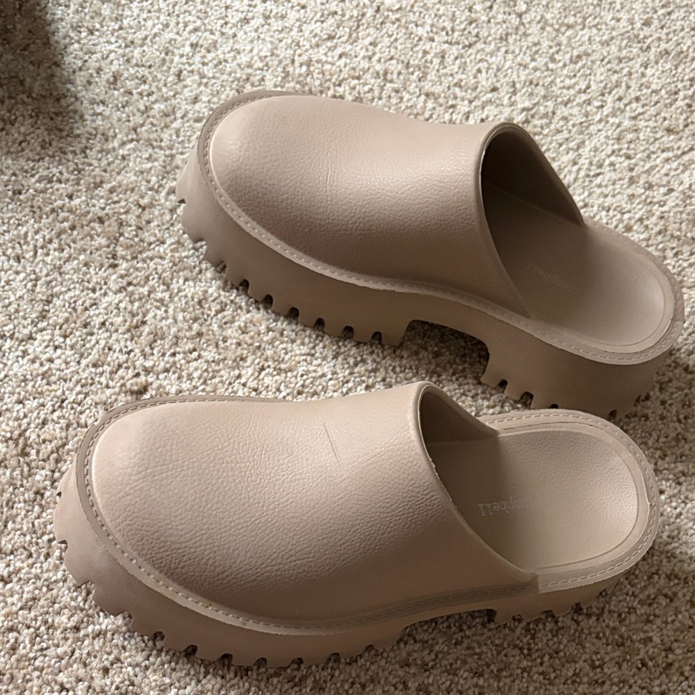 Jeffrey Campbell Taupe Slip-On Platform Clog Mules